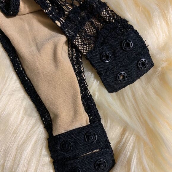 WOMENS BLACK LACE SNAP CROTCH BODY TOP SIZE SMALL - Picture 4 of 5